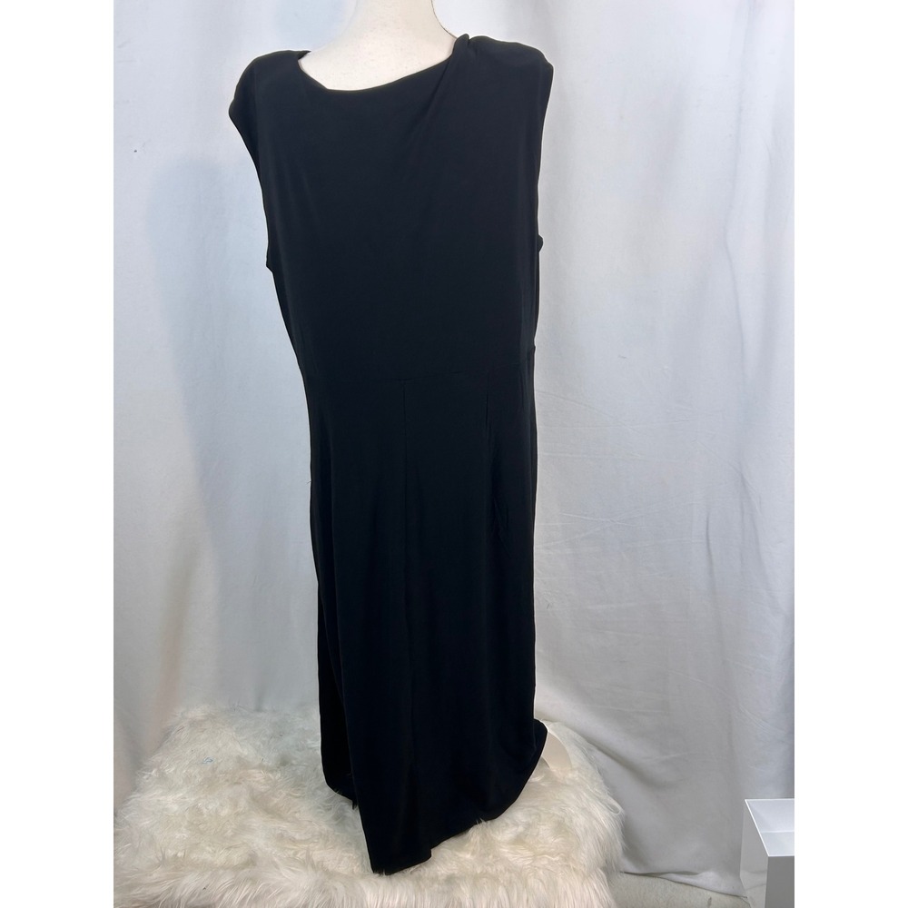 Lauren Ralph Lauren Black Ruched V-Neck Maxi Dress 18W Sleeveless Evening Gown - Picture 7 of 10